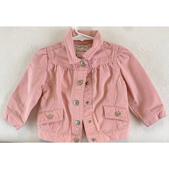 Vintage Old Navy Toddler Girls Jean Denim Jacket Pink Size 12-18 M - Picture 2 of 10